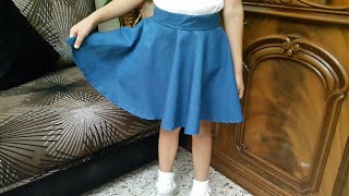 تفصيل و خياطة :تنورة دبل كلوش للبنوتات بدون باترون سهلة سريعة how to make circle skirt