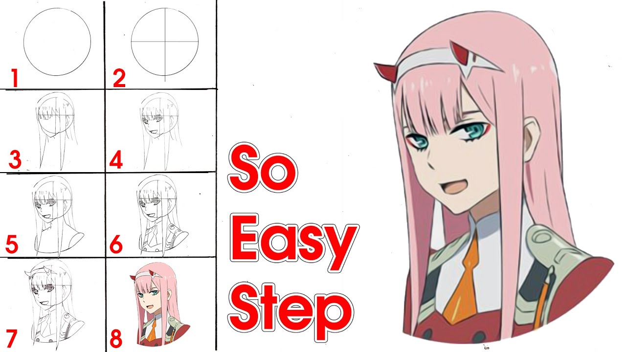 How To Draw Darling In The Franxx: Learn how to draw adorable anime Darling  In The Franxx step by step, All characters in One Book (Zero Two, Ikuno,  Zorome, Hiro, And More)