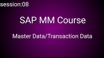 SAP mm module master data/Transaction data