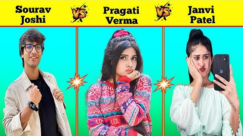 Sourav Joshi Vlogs VS Pragati Verma VS Janvi Patel❓Full Comparison Video ||#comprison
