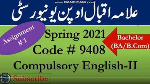AIOU Code 9408 Solved Asignment No.1 Spring  2021 |Subject: English (comp) - II | Level: Bachelor/BA