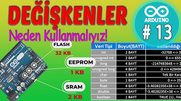 Arduino Değişkenler, int, long, char, byte, float, double,  boolean kullanımı - Ders 13-