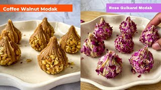 2 types of Modak Recipe | Rose Gulkand & Coffee Walnut Modak | गणेश चतुर्थी स्पेशल मोदक़ रेसिपी