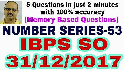 IBPS SO 31-12-2017 Number Series-53 Memory Based Questions #Amar Sir