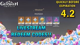 Genshin Impact Patch 4.2 Primogem livestream codes - Dot Esports