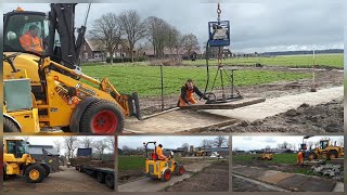 Met rupskraan en knikmops BETONNEN PLATEN leggen op het KAVELPAD | Boer Gerrit vlogt