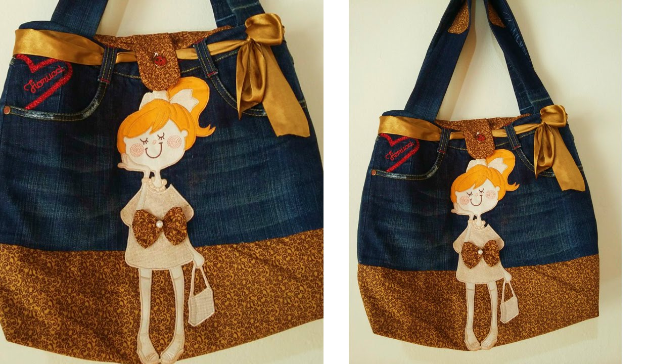 bolsa feita de perna de calça jeans