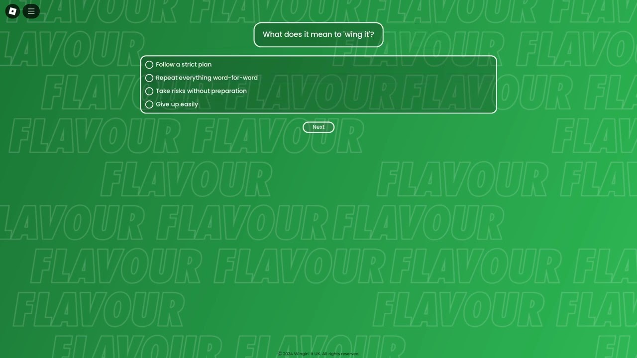 Wingin It UK Job Interview Application Quiz Answers 2024 ROBLOX 