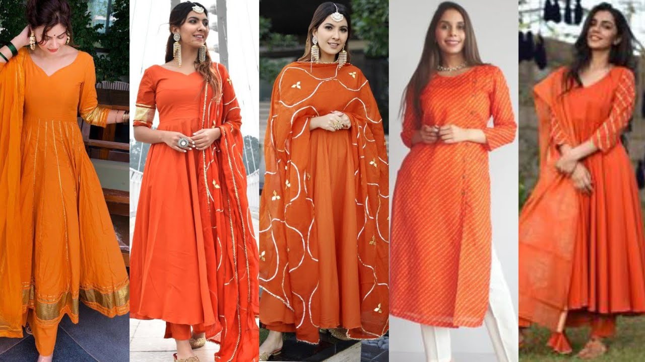 Orange Cotton Anarkali Set Design by Pomcha Jaipur at Pernia's Pop Up Shop  2024