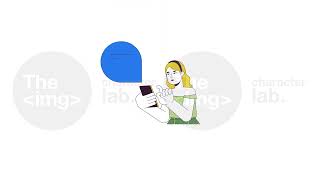 Curvy european woman writes in mobile chat line 2D character animation