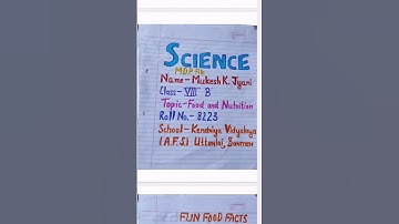 SCIENCE MDP Class 8 || Food and Nutrition #science #mdp #scienceproject #mkjyani #jaa8 #shorts