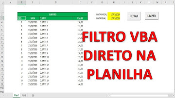 Filtro ENTRE DATAS Excel VBA Direto na Planilha