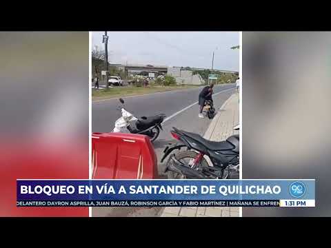 ⁣Bloqueo en la vía Panamericana afecta la movilidad entre Cauca y Valle del Cauca