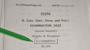 E-commerce 2022-23Question Paper. Question paper of E-commerce2022-23  for B.com Students