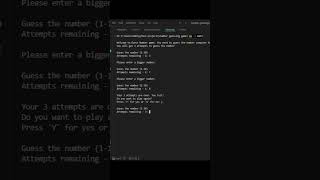 Python Number Guessing Game with Replay Feature! 🎮 #shorts