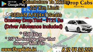 Coimbatore to Trichy Drop Cabs @ 3121RS Oneway Drop Taxi, Round Trip screenshot 3