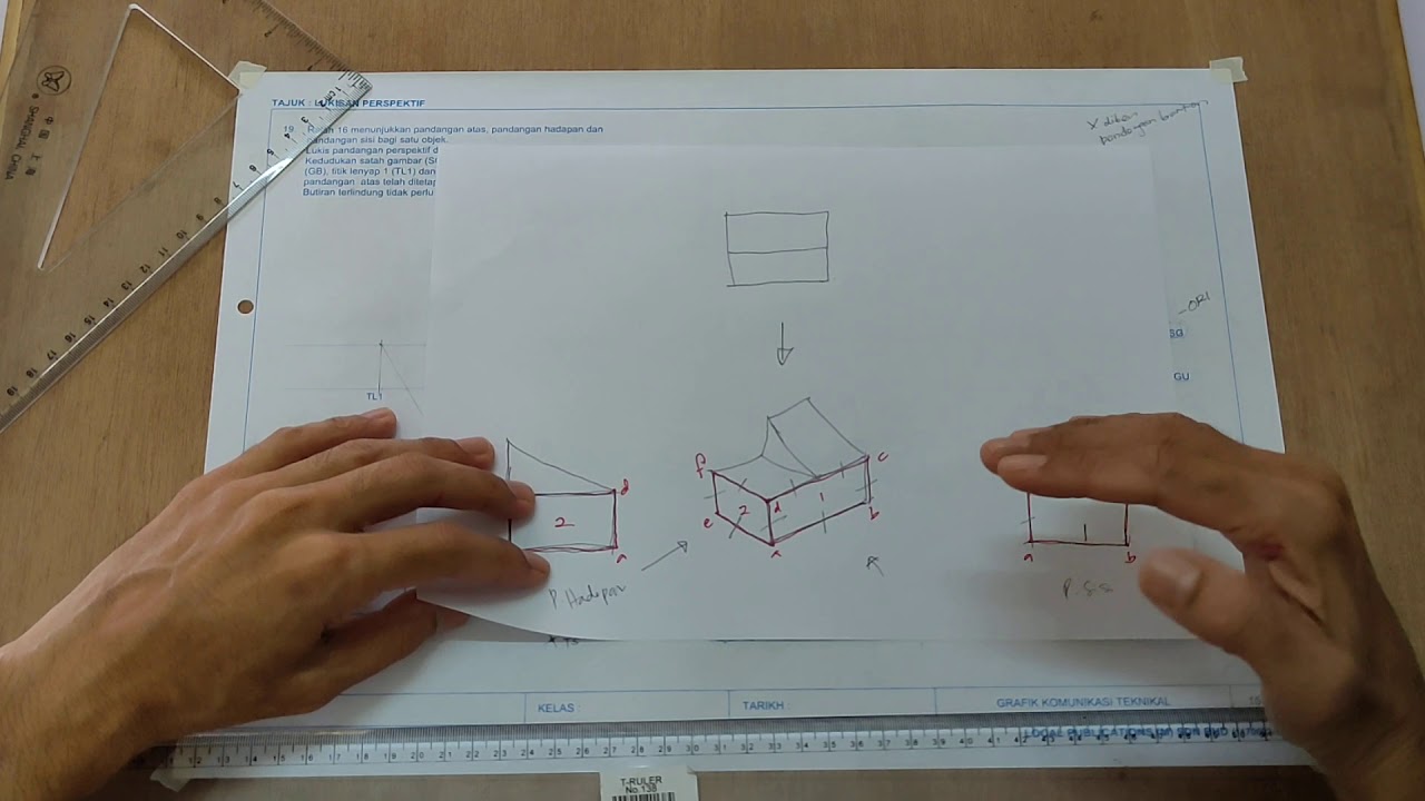 GKT Tingkatan 5 Lukisan Perspektif 2 Titik. AMALI 2 - Kaedah Melukis (Cara mudah mendapatkan markah)