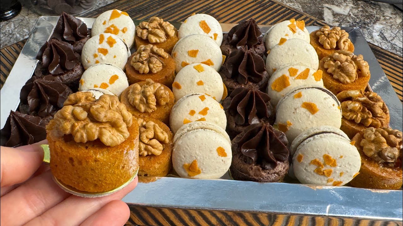 بلاطو العيد فوقت قياسي ميني كيك /ميني براونيز/ماكرون الفرنسي بأسهل طريقة