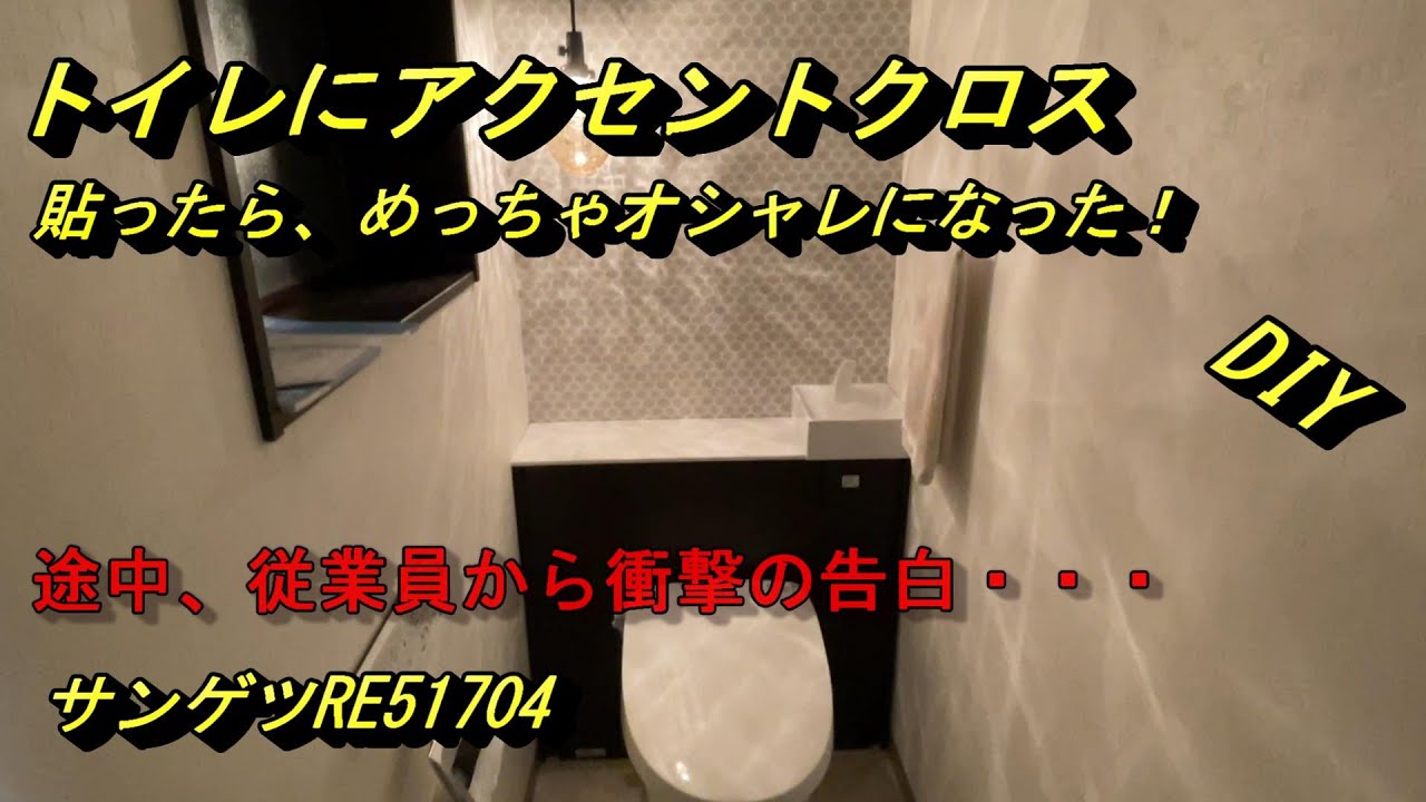Diy簡単 トイレのアクセントクロス貼ってみました Youtube