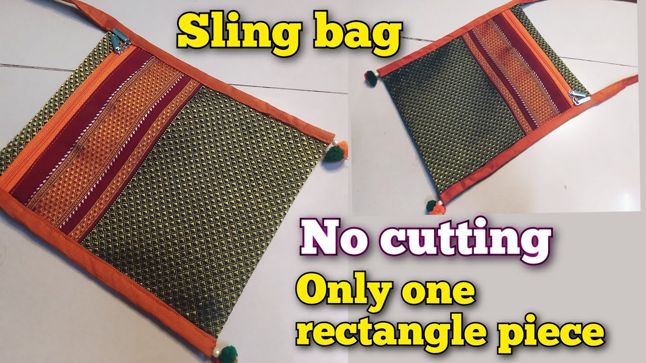 No Cutting - sling bag /shopping bag /cloth bag making at home |Khan purse making #Slingbag #sidebag