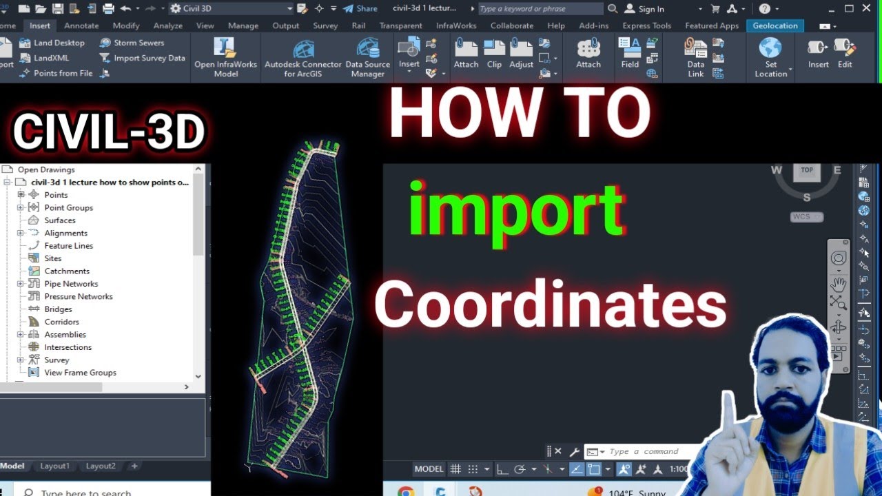 How to import coordinates in civil 3D imran surveyor. - YouTube