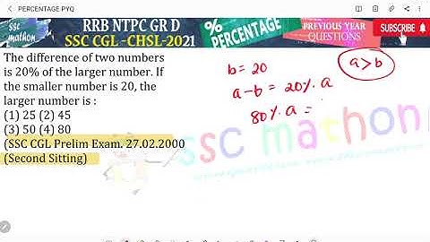 The difference of two numberss 20% of the larger number. If the smaller number is 20, the