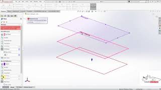 SolidWorks  class pt 4: Reference plane, lofted boss, thin feature, mirror.