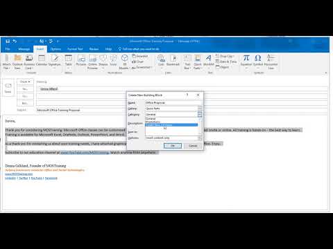 How to create Microsoft Outlook Quick Parts