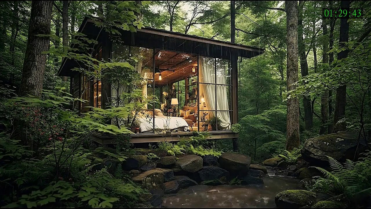 Quiet Rain Night with Piano Soundscape for Sleeping and Mental Clarity