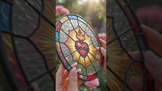 Sacred Heart of Jesus Stained Glass Art ❤️🙏 #shorts #art #shortsvideo #nature