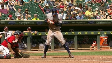 HOU@MIN: Springer gets hit by a pitch to score a run