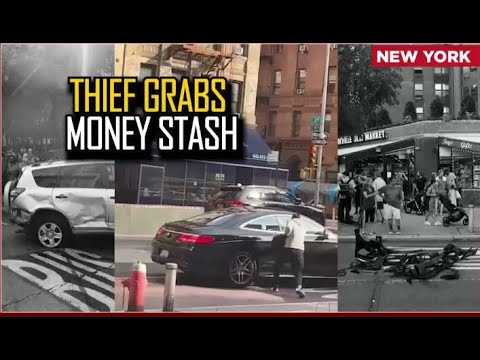 WATCH Dramatic Video Of Money Heist In New York; Mercedes-Driving Thug Rams Into SUV, Smash Window