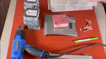Shrink Wrapping our soaps using the National Shrinkwrap machine.