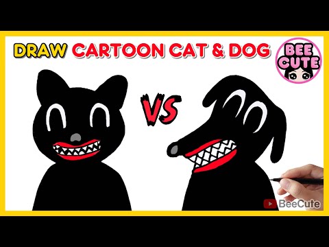 สอนวาดการ์ตูน Cat และ การ์ตูน Dog แบบง่ายๆ ทีละขั้นตอน | How to draw Cartoon Cat VS Cartoon Dog
