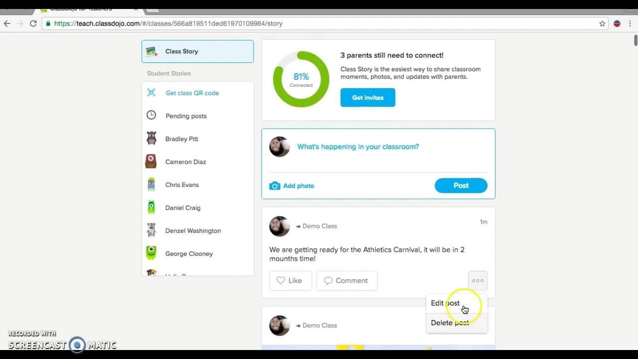 How to fix a mistake in classdojo's class story feature - YouTube