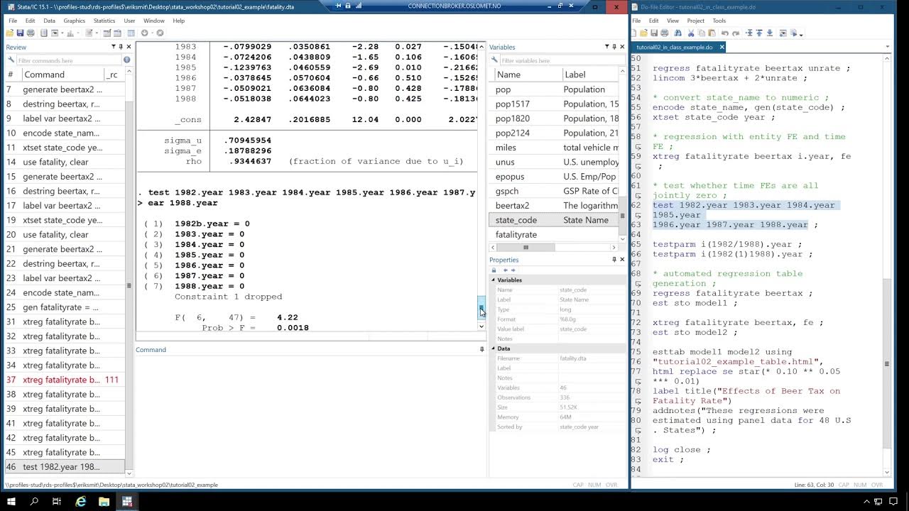 Stata 28 test joint hypothesis with test and testparm functions - YouTube