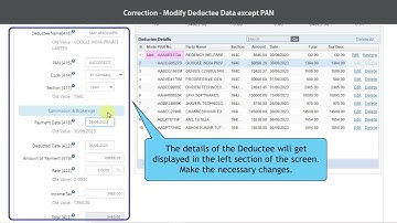 Correction - Modify Deductee Data except PAN
