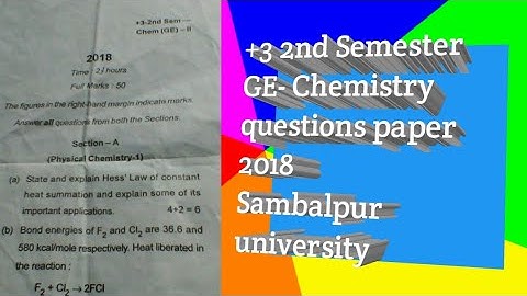 +3 2nd Semester GE-Chemistry Questions paper 2018 Sambalpur university