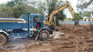 Good looking !! | Excavator and tractor Push pull dump truck from mud