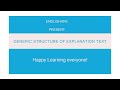 Englishare  the generic structures of explanation text