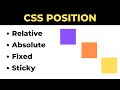 Css position relative absolute fixed sticky explained  css positioning tutorial for beginners