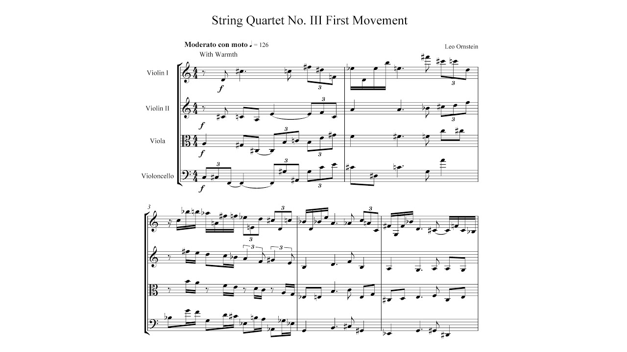 Leo Ornstein - String Quartet No. 3, SO 615 - YouTube