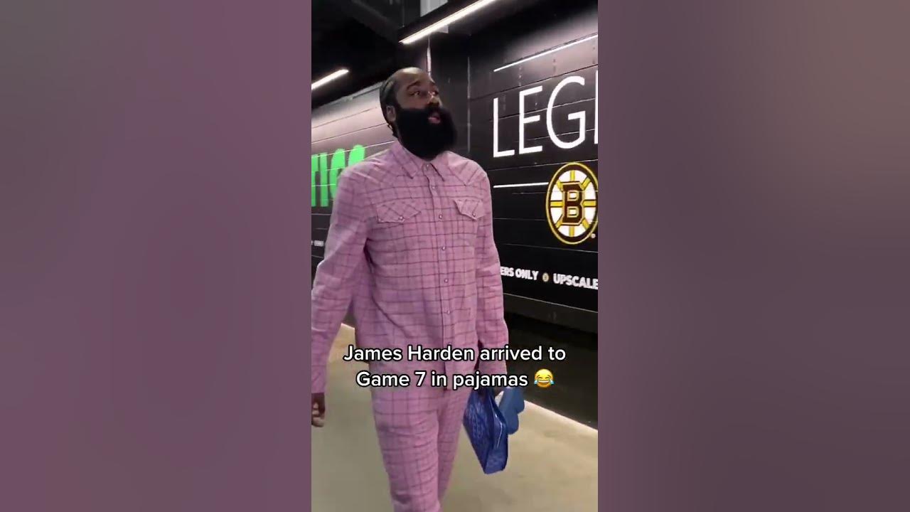 James Harden arrived to Game 7 in pajamas 😂👏 #shorts 