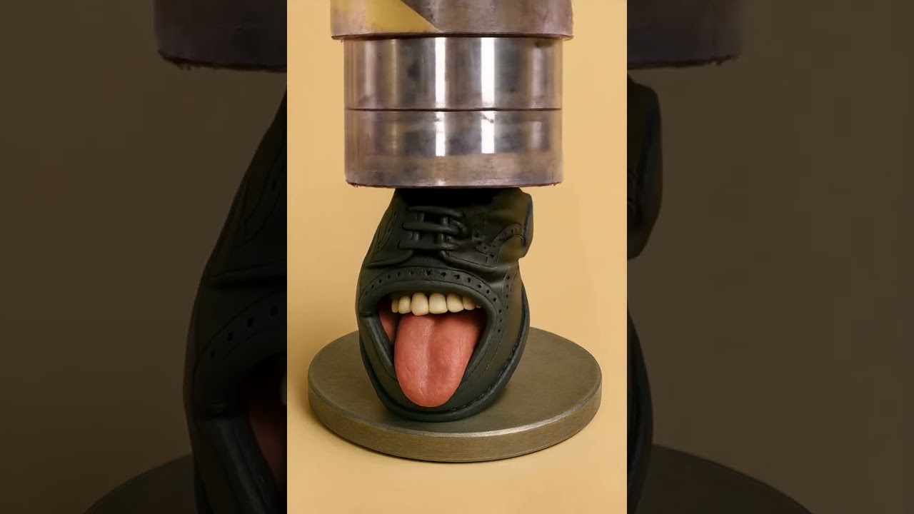 ⁣Talking Shoe Gets Crushed by Hydraulic Press!