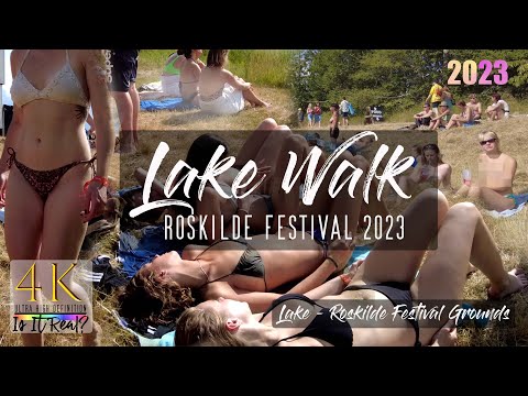 🇩🇰🏖Roskilde Festival 2023 | Festival Lake Bathing | Bikini Beach Walk | Denmark | 4K | June | 2023