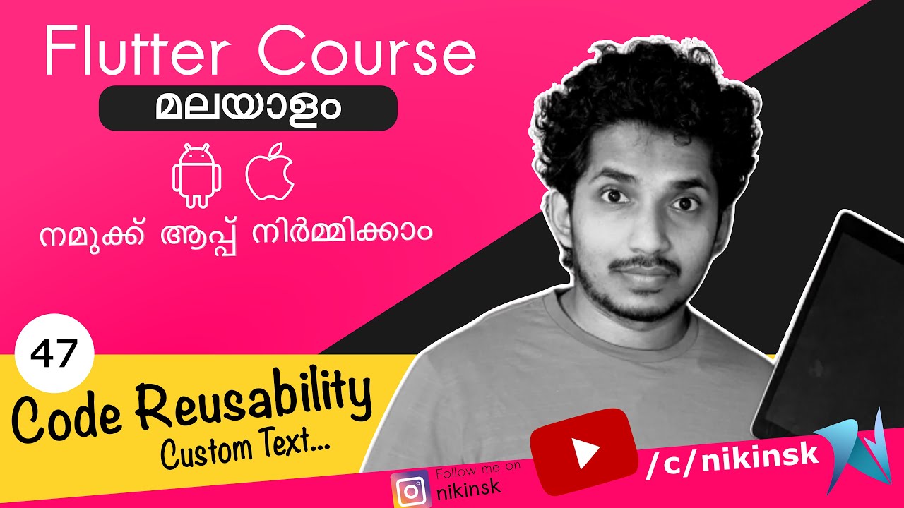 47 Flutter Code reusability and Custom Text Widget - YouTube image.
