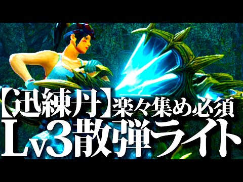 【とにかく楽】楽を極めたいソロ&マルチ3~4分『迅練丹』集め、イベクエジンオウガ周回に必須Lv3散弾ライト装備。速射苦手な方に特におすすめ【モンハンライズサンブレイク】
