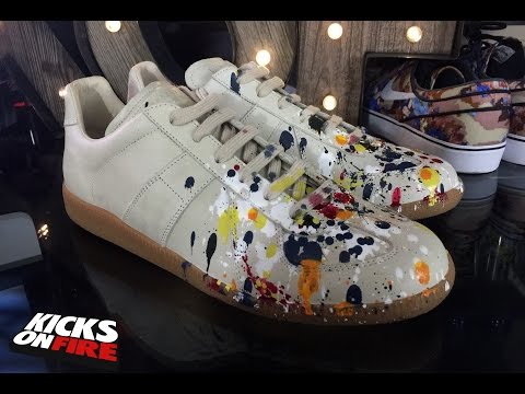 小物 Maison Margiela Replica Paint Splatter Sneakers - White/Coquille – Feature