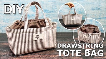 DIY DRAWSTRING TOTE BAG | Cute Purse Bag Sewing Tutorial [sewingtimes]
