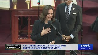 VP Harris speaks at funeral for Buffalo mass shooting victim